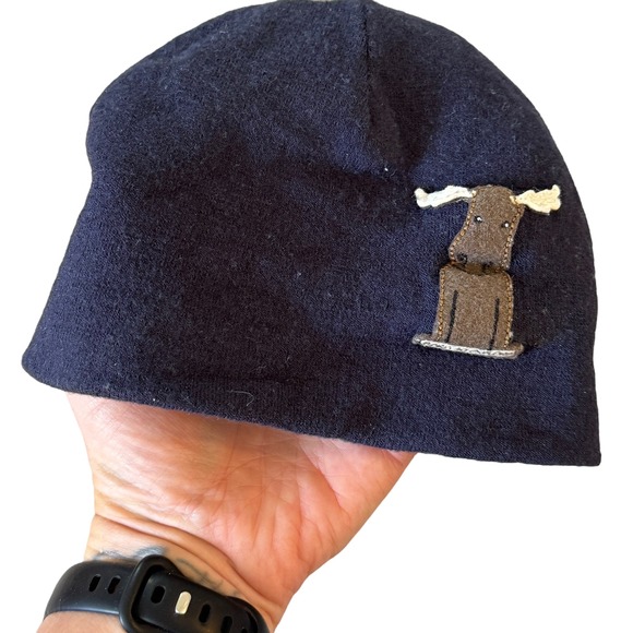 The North Face Infant Moose Applique Beanie Hat Navy 0‑6M‎ Baby Outdoor - Picture 1 of 10